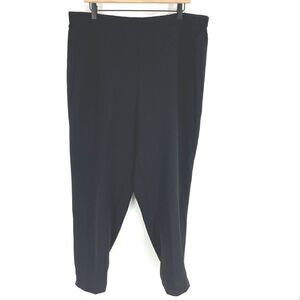 Chicos Pants Size 3 Womens XL Black Crepe Ankle Pull On Pockets Career Stretch